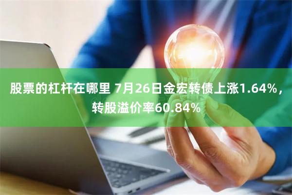 股票的杠杆在哪里 7月26日金宏转债上涨1.64%，转股溢价率60.84%